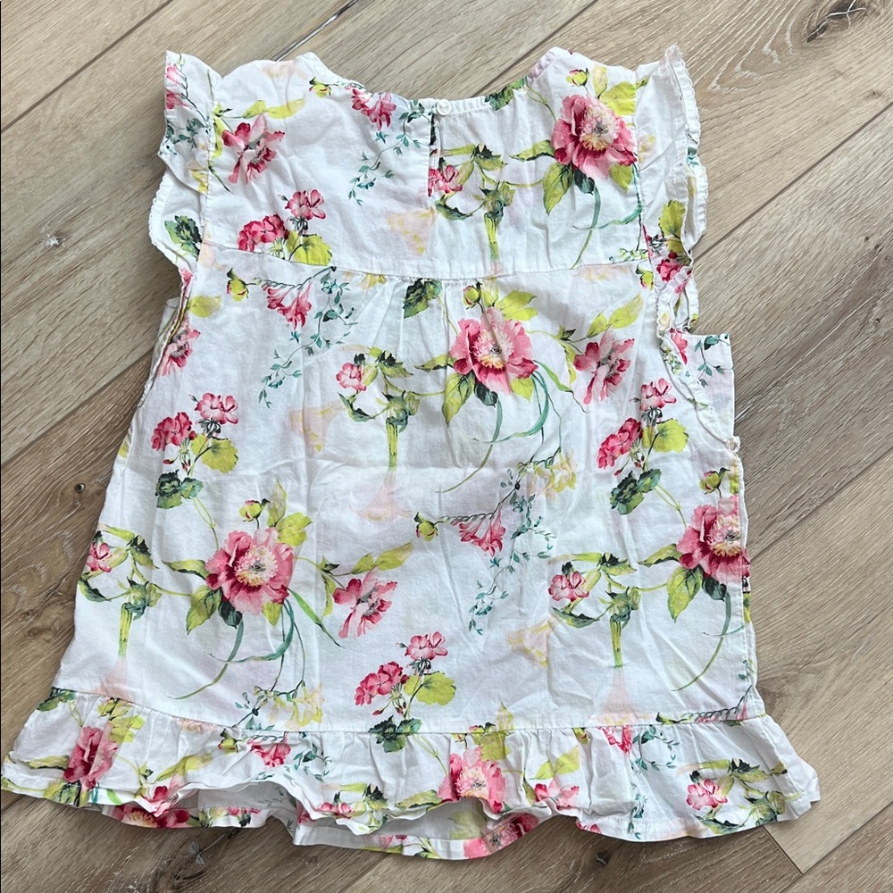 💚BUY 3 for $15💚 💚 GAP Kids Floral Blouse - Pink and Green - Picture 2 of 3